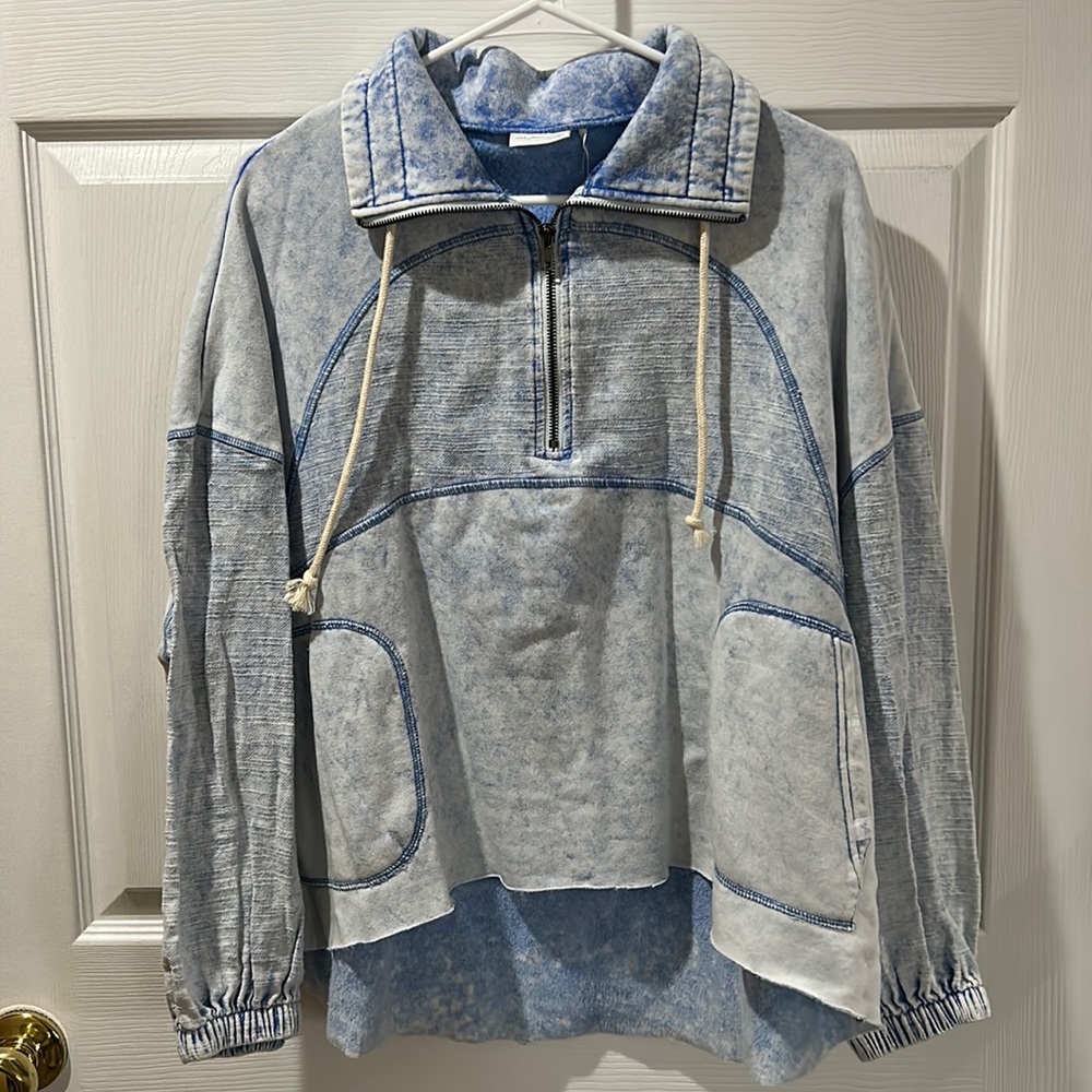 Urban Outfitters “fake denim” sweatshirt. Light blue. Size Small- oversized fit.